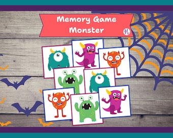 Monster Memory Game for Kids|Printable Matching Activity|Learning Game  (PDF)