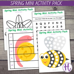 Spring Activity Pack for Kids: Preschool Learning Worksheets (PDF Download)