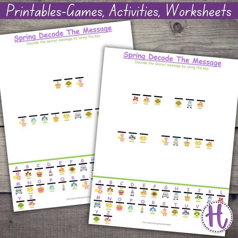 Spring Decode Secret Message Pages for Kids, Printable Break the Code ...