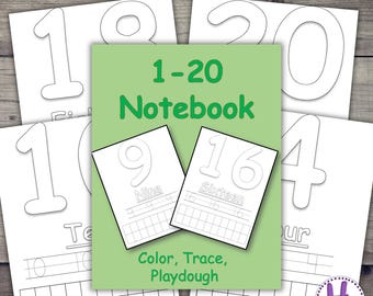 Fichas de ejercicios numéricos del 1 al 20: Matemáticas para colorear, trazar y contar para preescolar (PDF)