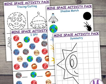 Space Activity Pack: Kids Learning Games, Printable Worksheets (PDF Download)