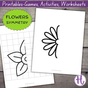 Symmetry Drawing Worksheets-Flowers, symmetrical drawing for kids, finish the shapes, art for kids