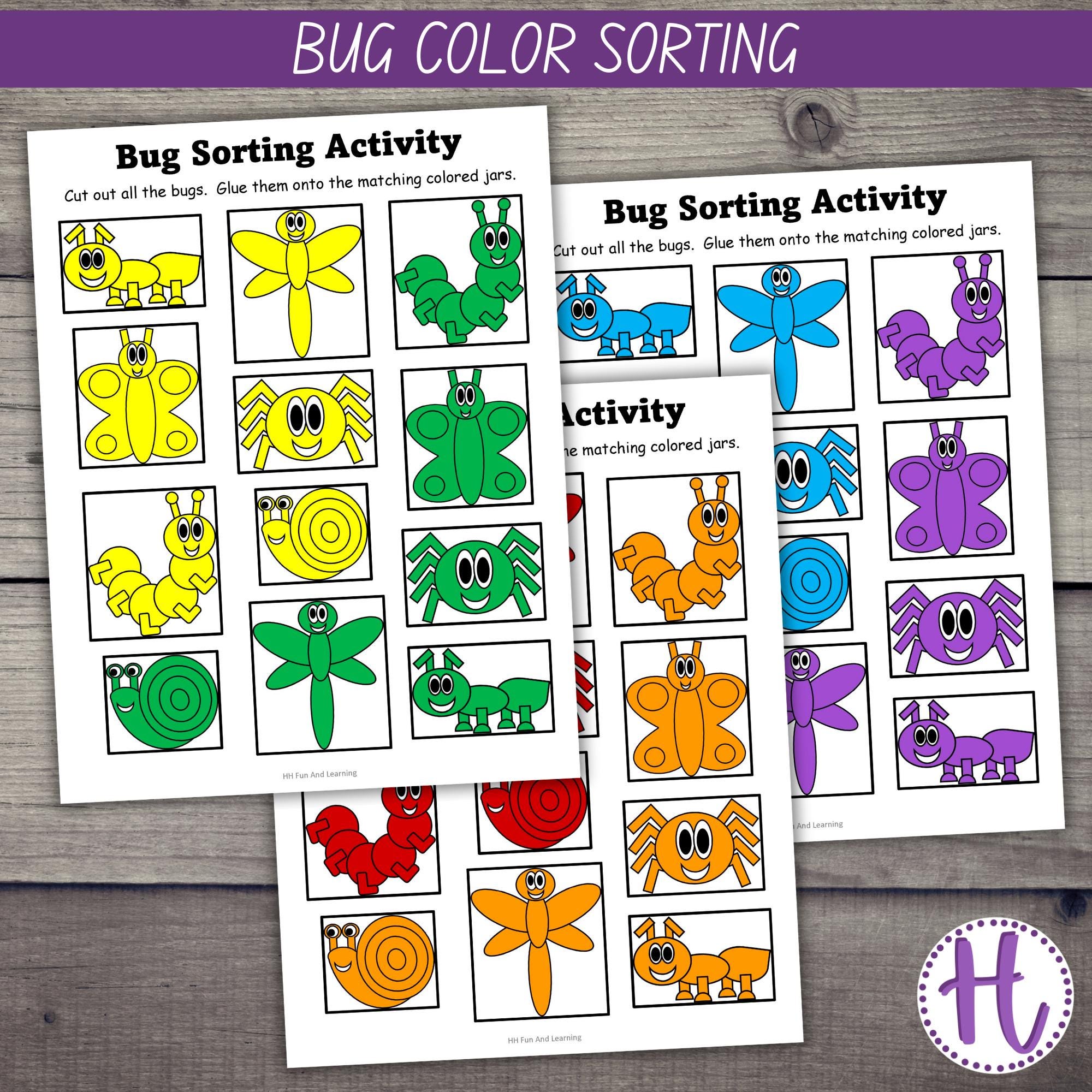 Bug Color Sorting Game: Preschool Learning Activity (PDF Download) - Etsy