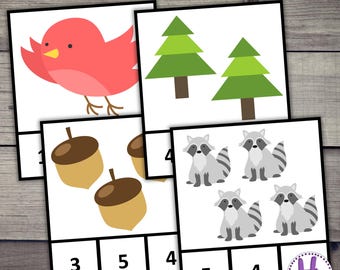 Tarjetas de números para acampar (del 1 al 20), actividad matemática de conteo para niños (PDF)