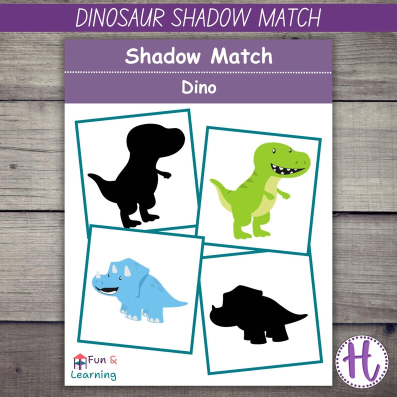 Dino Shadow Matching Game, Printable Dinosaur Activity (PDF) - Etsy