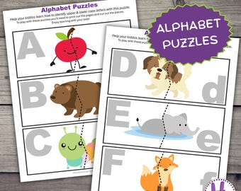 Bildpussel med versaler och gemener, alfabetsmatchningsspel, ABC-pussel, Förskoleaktiviteter