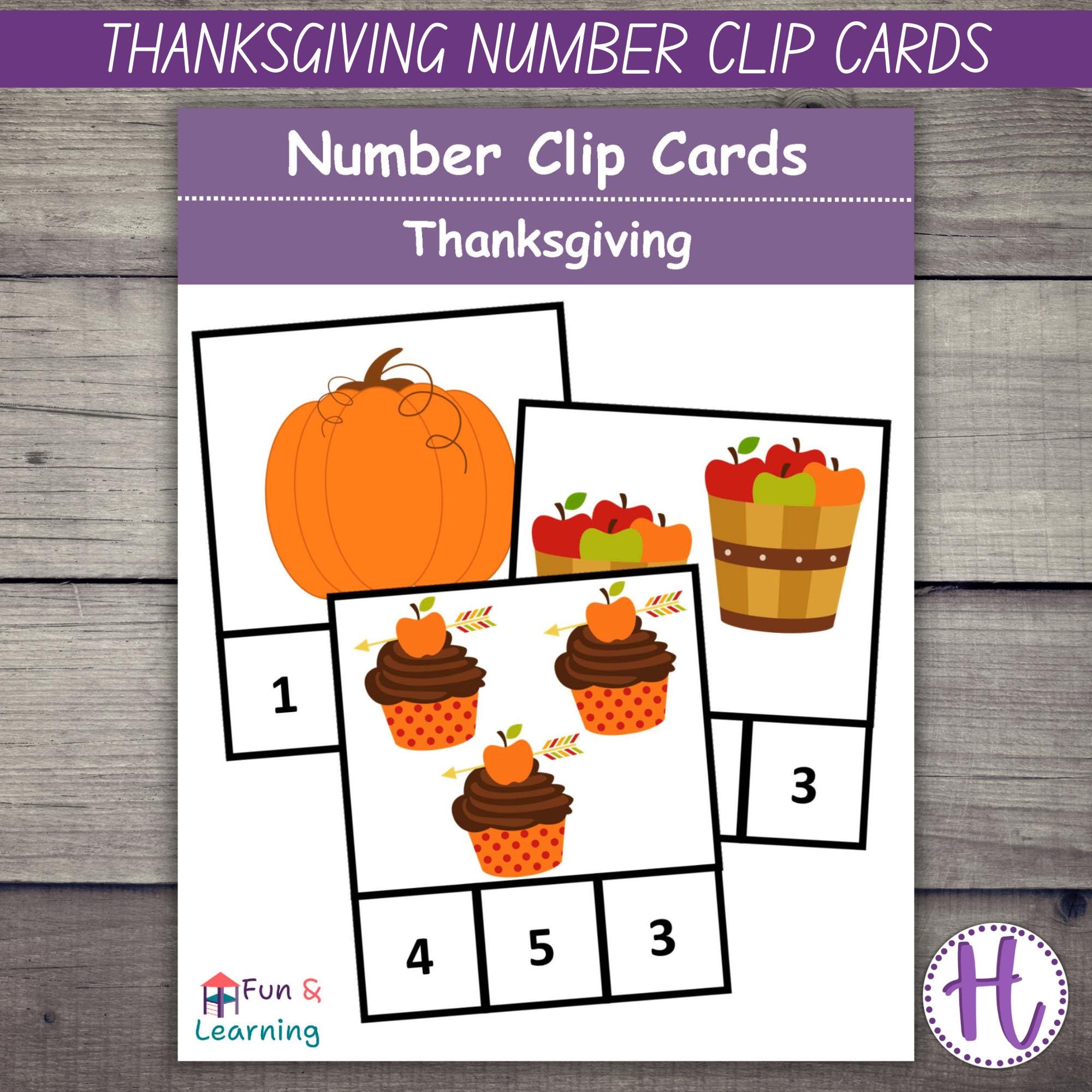 Thanksgiving Number Clip Cards: Fall Counting Activity (PDF) - Etsy