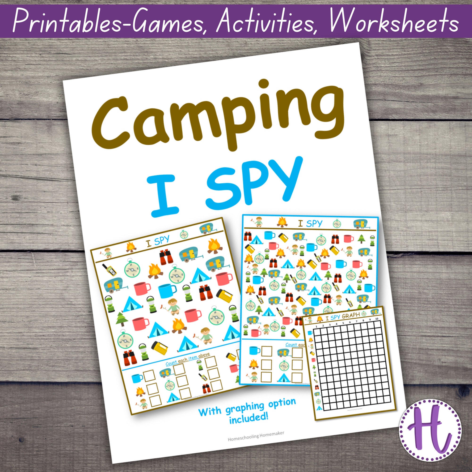 Camping I Spy for Kids With Graphing Activity, Printable I Spy - Etsy
