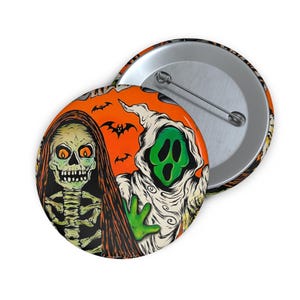 Botón de pin de esqueleto fantasma de Halloween vintage, accesorios de fiesta de Halloween vintage, disfraz de fantasma de Halloween para niños y niñas, Halloween divertido