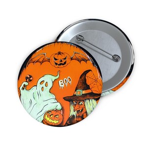 Halloween Pin Button for kids, Vintage Halloween Accessories, Halloween Ghost costume ideas, Halloween art, Spooky decorations, Cute Pins