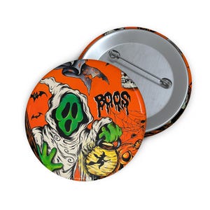 Botón de pin de fantasma de Halloween vintage, accesorios espeluznantes para niños y adultos, disfraz de Halloween, decoraciones de fantasmas de Halloween, regalos fantasmales, Boo