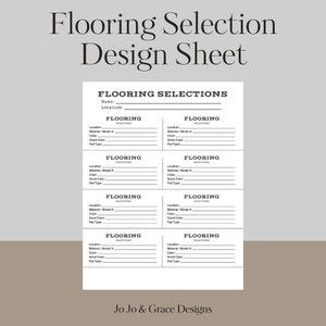 Flooring Material Selection Sheet, Building Product Sheet, Flooring Design, Floor Materials, New Home Construction Flooring Estimating Sheet