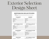 Exterior House Design Selection Sheet: Builder Color Selections (Printable PDF)