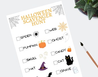 Halloween Scavenger Hunt Printable for Kids, Halloween Party Activity, Halloween Party Games for Children, Digital Download, Kids Games