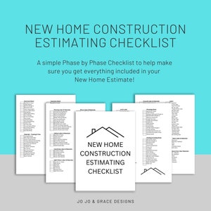 Estimating Construction Checklist for New Home, Builder Bid Sheet, Estimate Home Building List, Detail Bids, Checklist for Building a Home