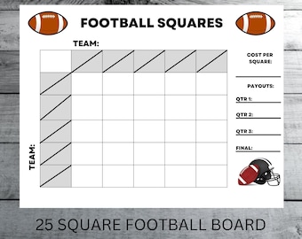 25 Square Football Square Game Final, The Big Game Board, Sports Betting Square Game, Printable Football Game Square, Fantasy Football Bets