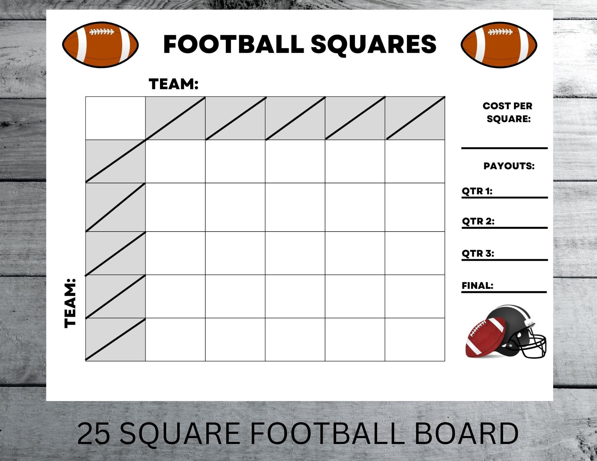 25 Square Football Square Game Final, the Big Game Board, Sports 25 Square Football Square Game Final, the Big Game Board, Sports