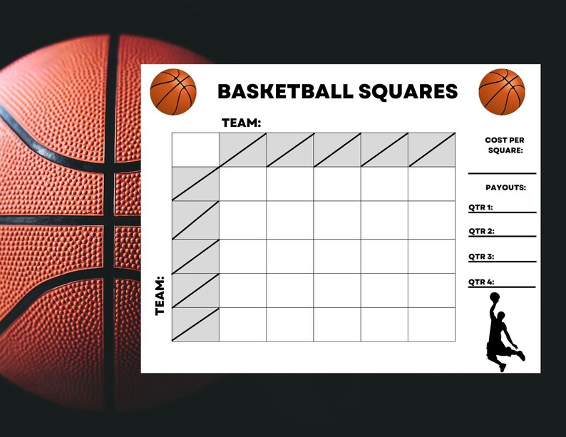 Basketball Squares Game Board: 25 Square Printable (digital Download ...