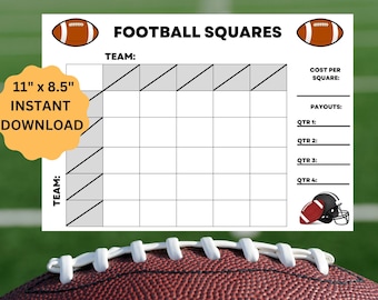 25 Square Football Square Game 4 QTR, The Big Game Board, Sports Betting Square Game, Printable Football Game Square, Fantasy Football Bets