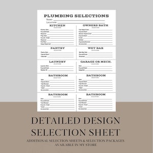 Plumbing Design Selection Sheet, Building Product Sheet, Plumber ...