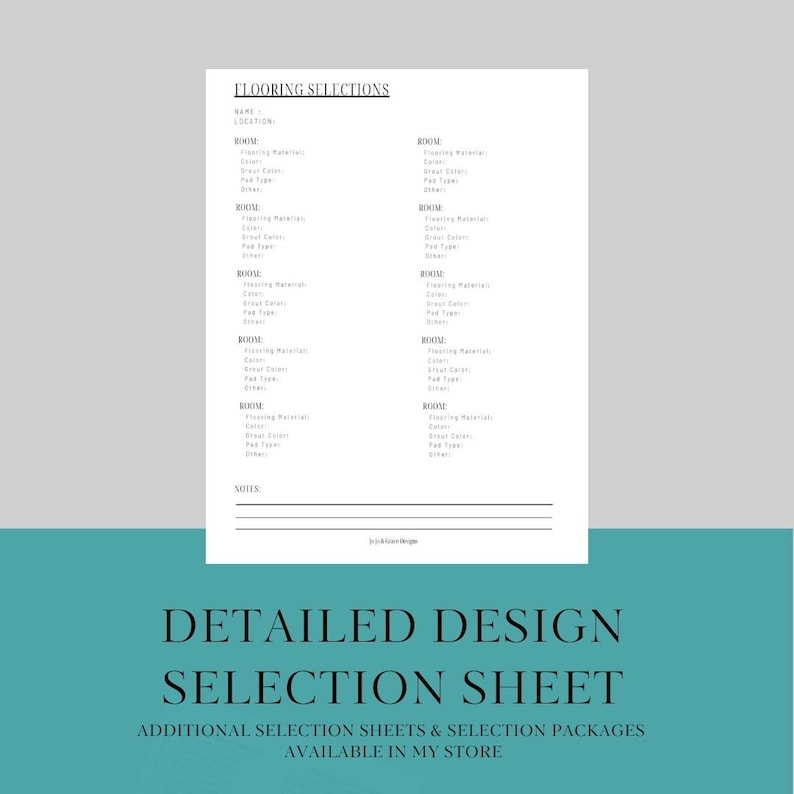 Flooring Notes Flooring Selection Sheet: Builder Design Template (digital Download) - Etsy