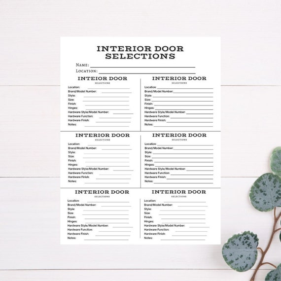 Interior Door Selection Sheet Door Material Selection Etsy