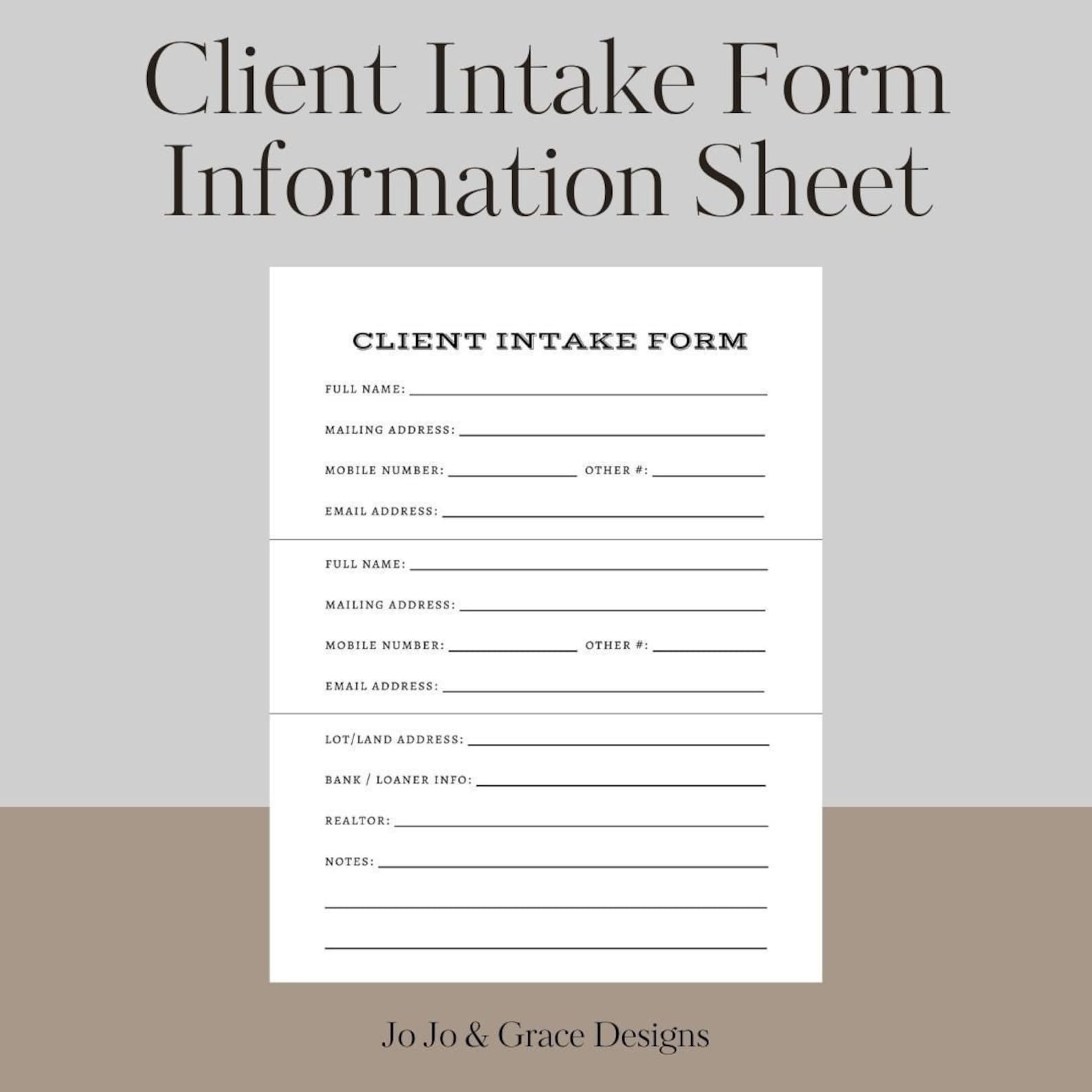 Building & Interior Design Client Intake Form (digital Download) - Etsy
