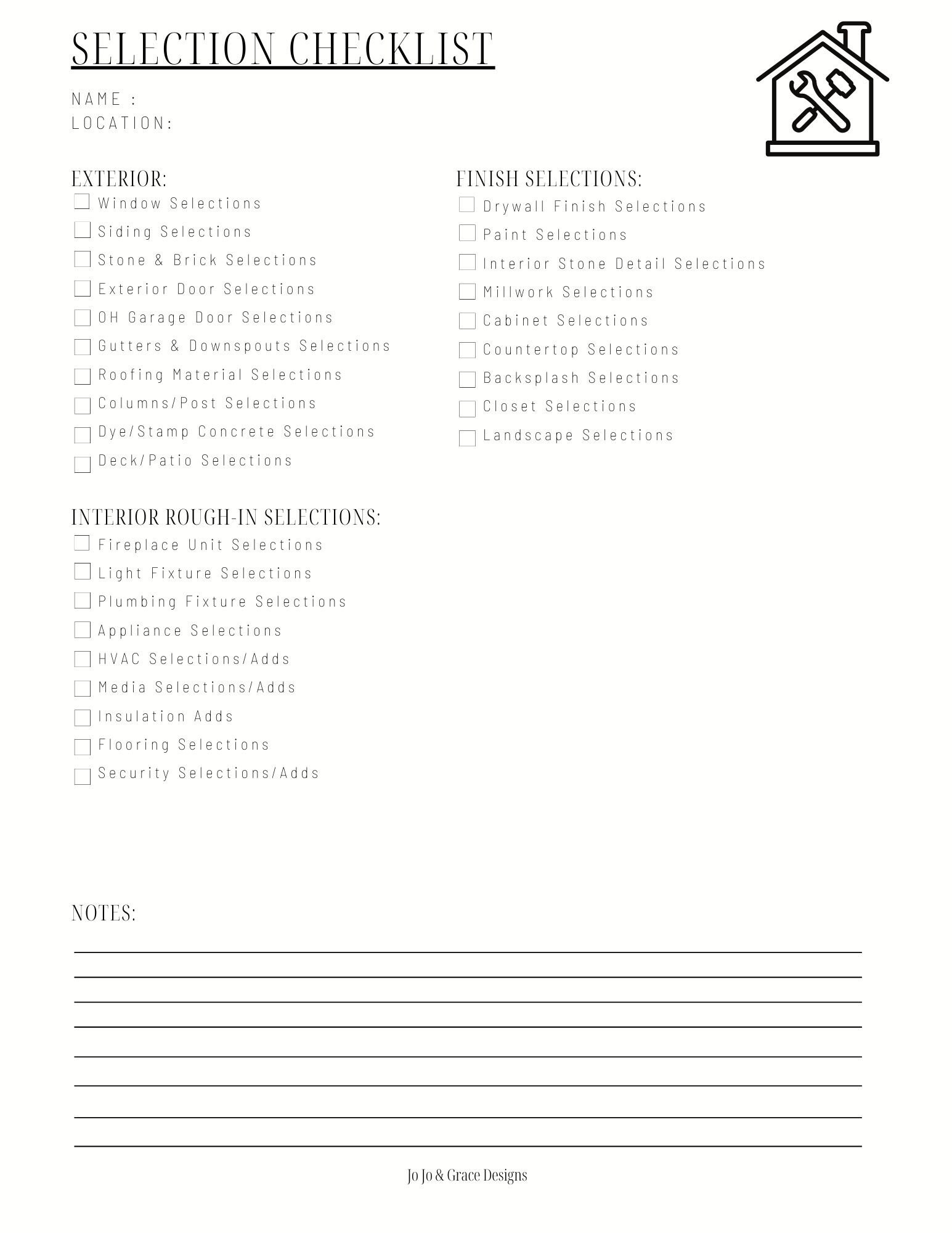 Home Building Design Selection Package: 10-page Checklist (PDF) - Etsy