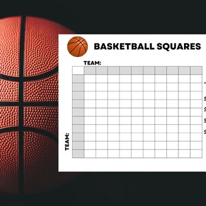 Basketball Squares Game: 100 Square Board, Four Quarters (digital ...