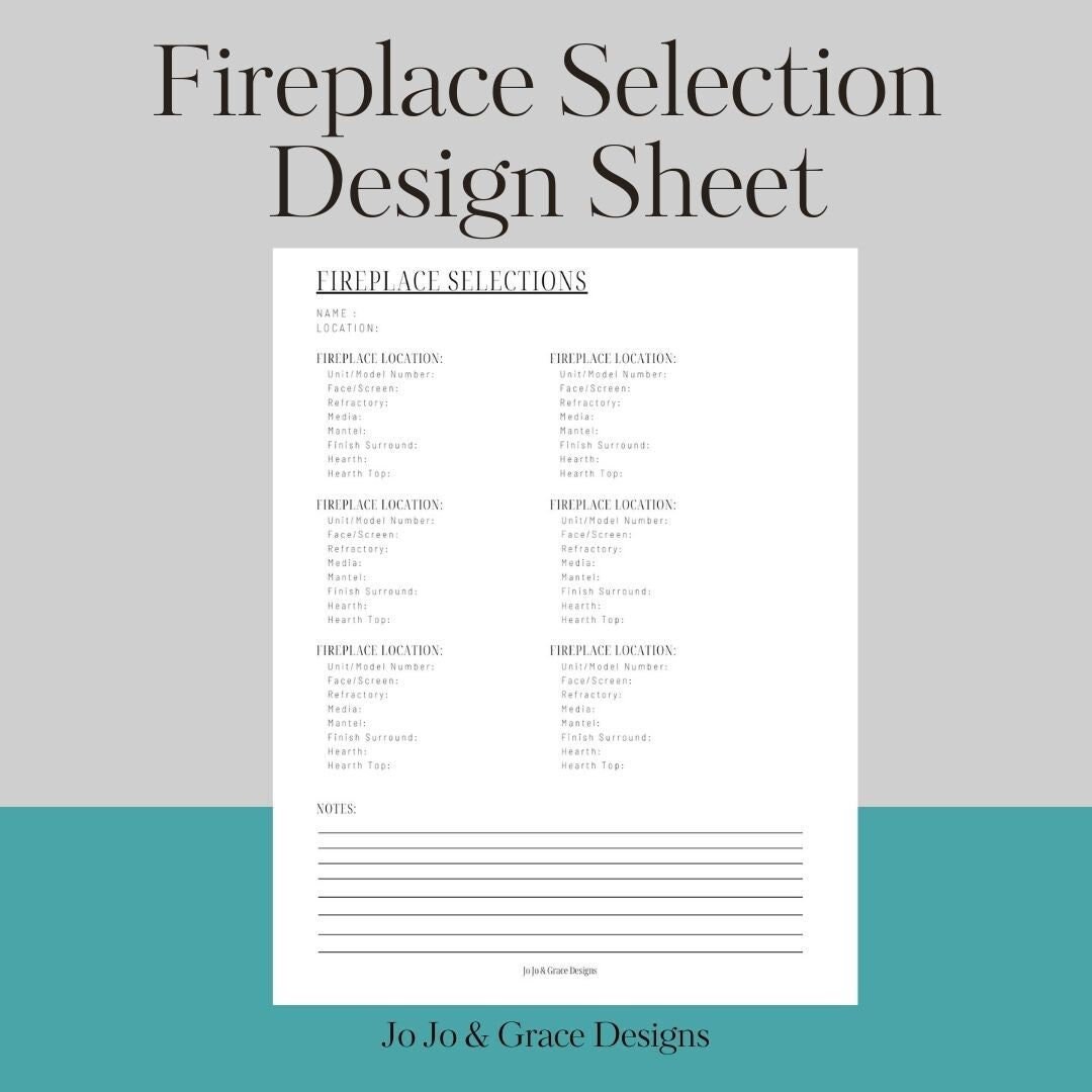 Fireplace Design Selection Sheet, Printable Builder Color Selections ...