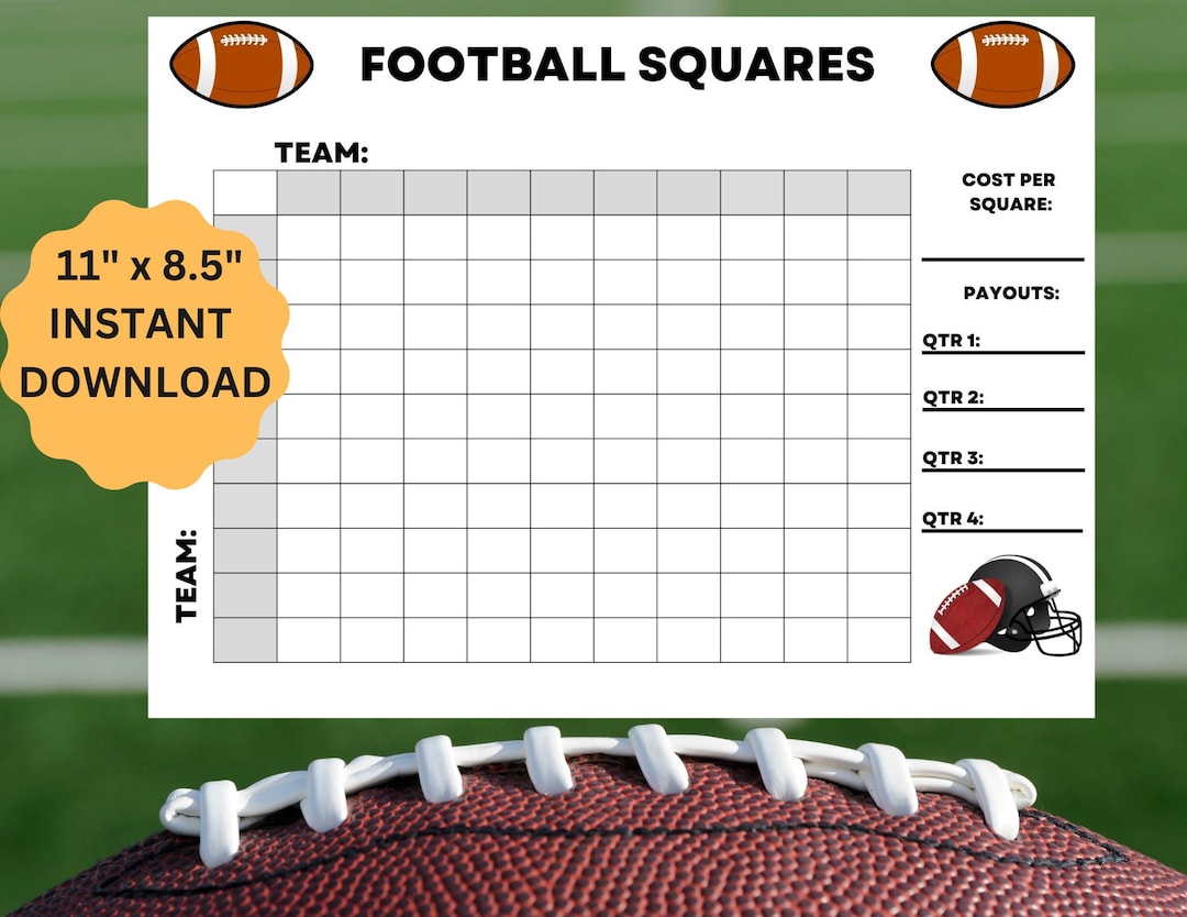 100 Square Football Square Game 4 QTR, the Big Game Board, Sports