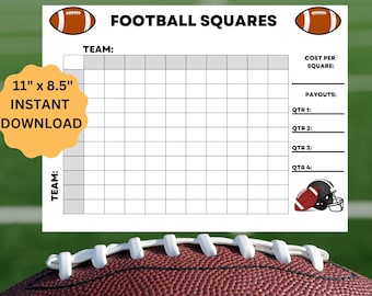 100 Square Football Square Game 4 QTR, The Big Game Board, Sports Betting Square Game, Printable Football Game Square, Fantasy Football Bets