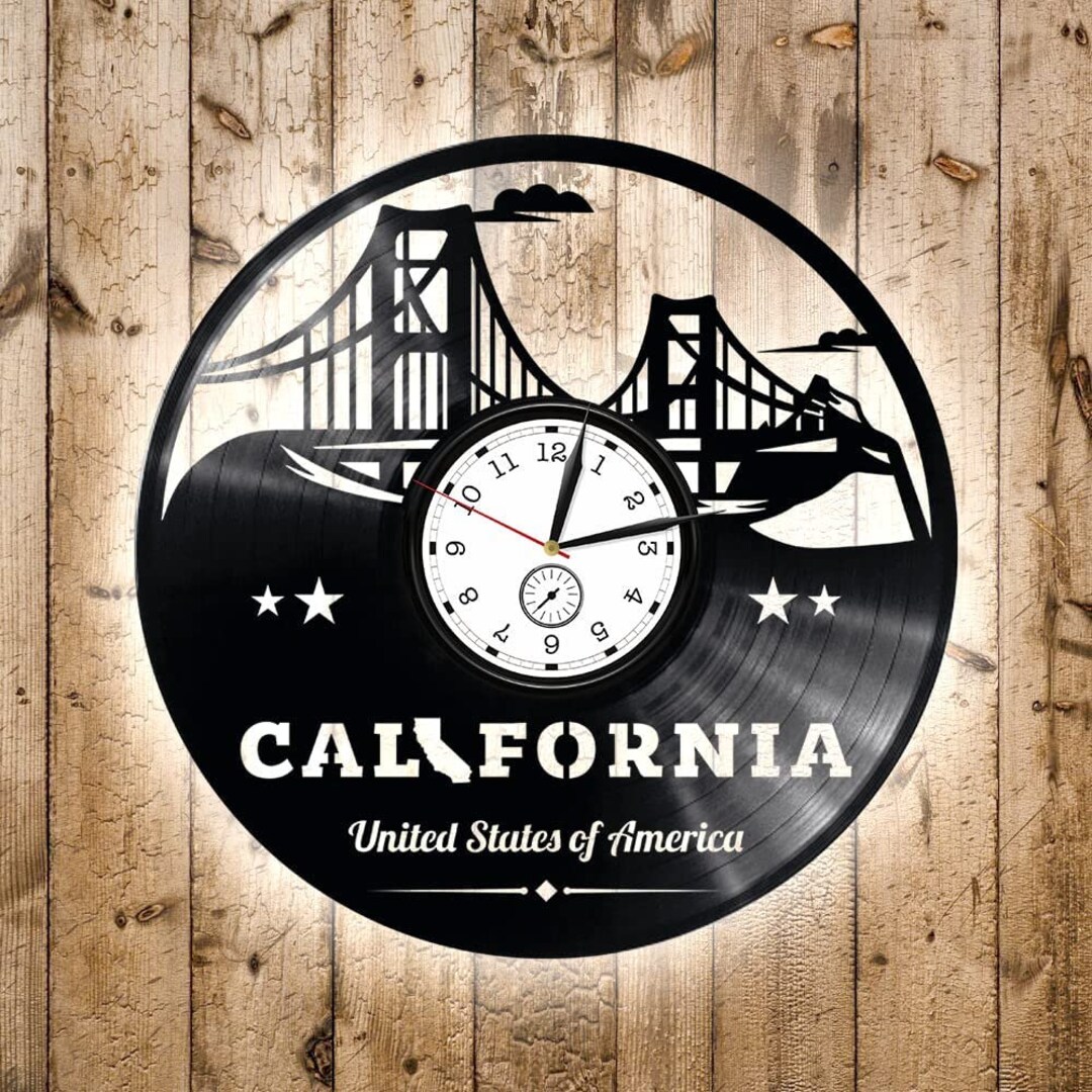 California Vinyl Record Wall Clock Travel Wall Art Unusual Etsy