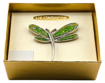 Liz Claiborne Dragonfly Brooch Pin Fashion Jewelry Signed LC with Box 503