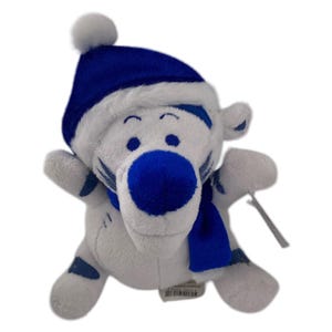 Vtg Disney Winter Wonderland Mickey Mouse & Tigger Plush Lot Blue White Retired image 3