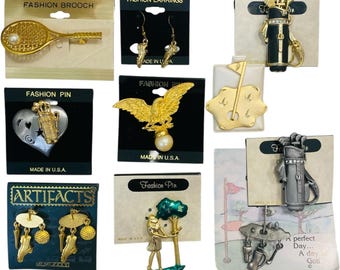 Mixed Wholesale Lot 10 Brooches Earrings for Golf Tennis Lovers - New Jw939