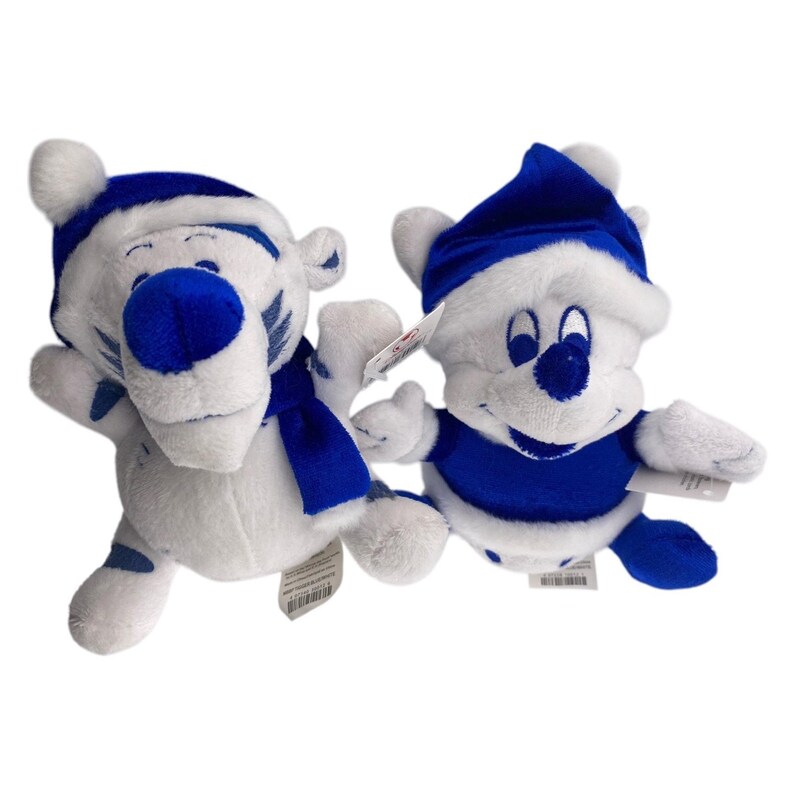 Vtg Disney Winter Wonderland Mickey Mouse & Tigger Plush Lot Blue White Retired image 9