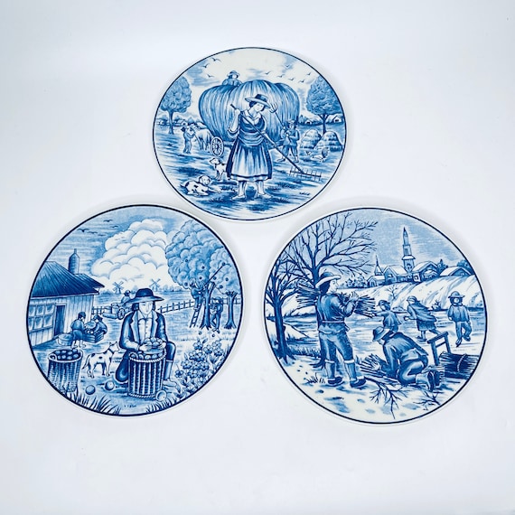 Effectiviteit jas Verdampen Vintage Royal Delfts Plates X 3 Blauw Handwork Japan Delfts - Etsy
