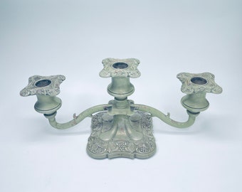 Vintage Art Nouveau Silver Plated Candelabra: Grape & Vine Design