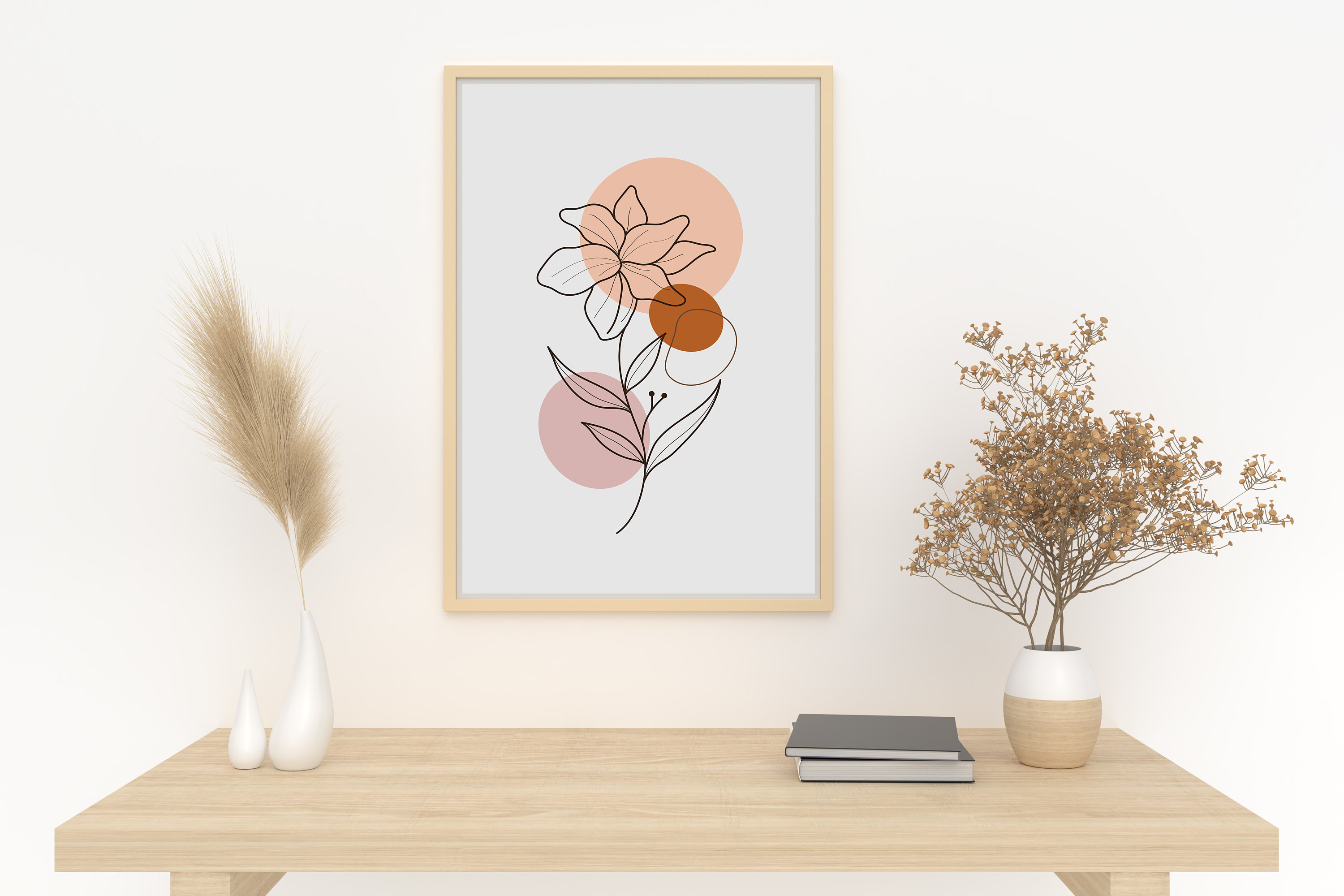 Printable Minimal Boho Flower Abstract Wall Art Set of 3 Prints. Floral ...