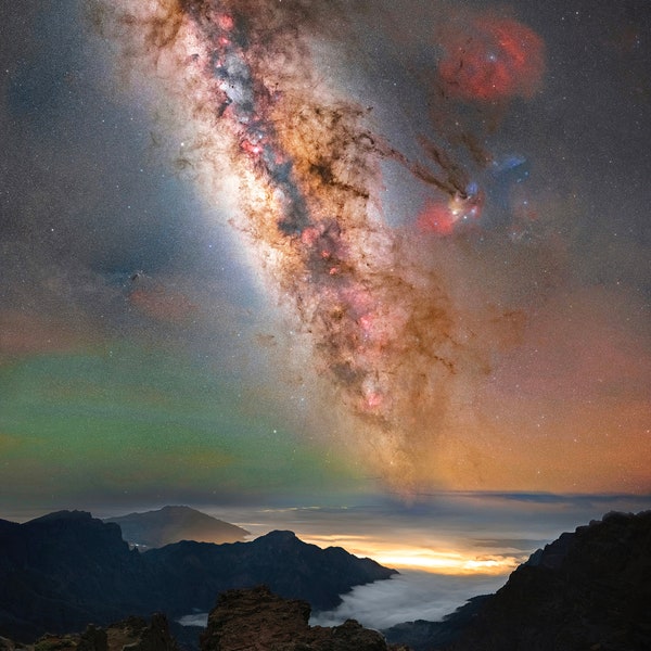 Poster Foto - Milchstraße über dem Wolkenmeer, August 2021, La Palma, Spanien