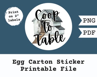 Egg Carton Label- Printable File- Coop to Table- Digital Download- Homestead- Farmstead- Chickens- Eggs