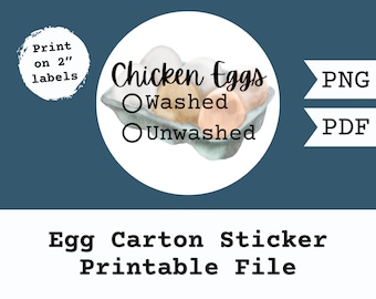 Egg Carton Label- Printable File- Washed- Unwashed- Digital Download- Homestead- Farmstead- Chickens- Eggs