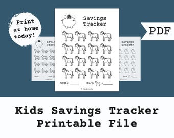 Farm Animal Kids Savings Tracker: Printable Challenge (PDF)