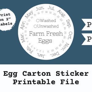 Egg Carton Label- Dated&Washed/Unwashed- Printable File- Digital Download- Homestead- Farmstead- Chickens- Eggs