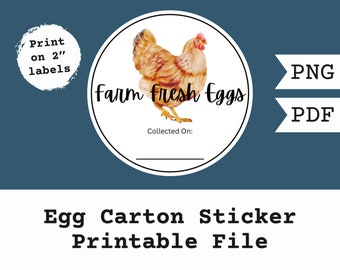 Egg Carton Label- Printable File- Write on Date- Digital Download- Homestead- Farmstead- Chickens- Eggs