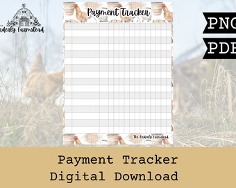 Payment Tracker- Bill Tracker- Digital Download- Printable- File- Homesteading- Budgeting- Chickens