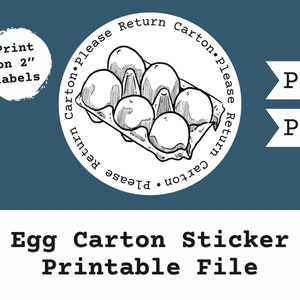 Egg Carton Label- Printable File- Please Return Carton- Digital Download- Homestead- Farmstead- Chickens- Eggs