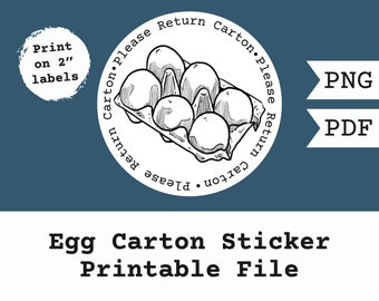 Egg Carton Label- Printable File- Please Return Carton- Digital Download- Homestead- Farmstead- Chickens- Eggs