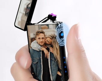 Personalized Color Photo Lighters Black Scrub Rechargeable Electric Lighter